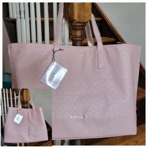 KATE SPADE Fragrances - large tote shoulder bag, roomy soft pink texture NWT
